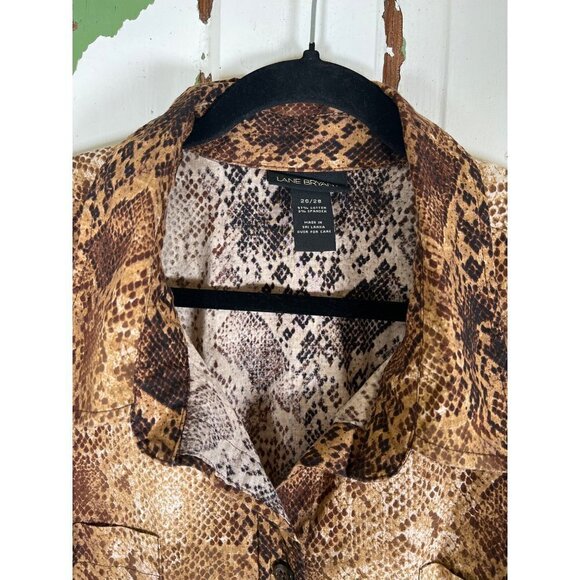 Lane Bryant Womens Size 26 / 28 Tunic Top 3/4 Sleeve Brown Snakeskin Print Stret - Picture 6 of 11